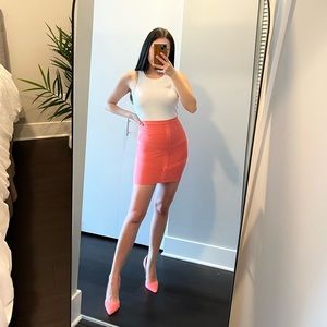 BEBE Coral Pink Bandage Skirt